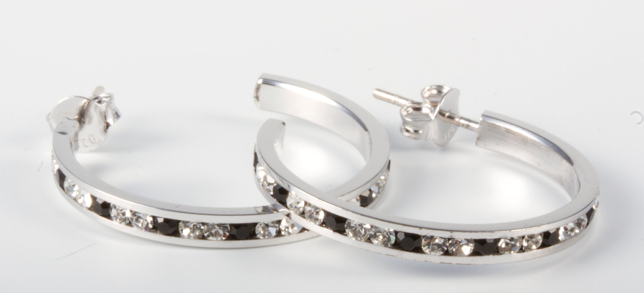 White Swavoski Crystal Sterling Silver Dangle Earrings