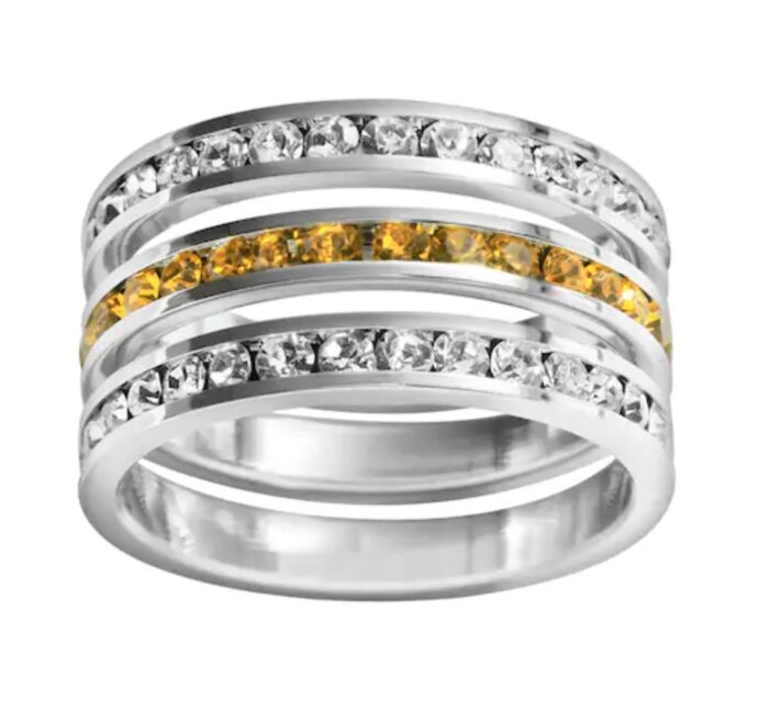 SALE - Swarovski Crystal Channel 3 Set Eternity Ring in Sterling Silver