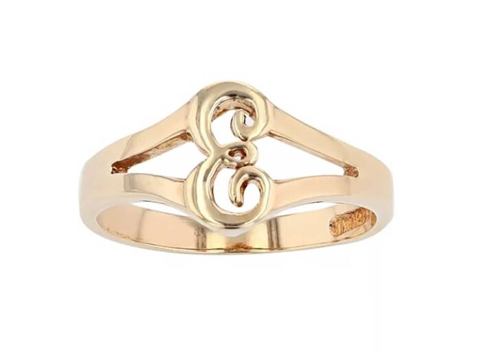 Gold Over Sterling Silver Monogram Initial E Ring