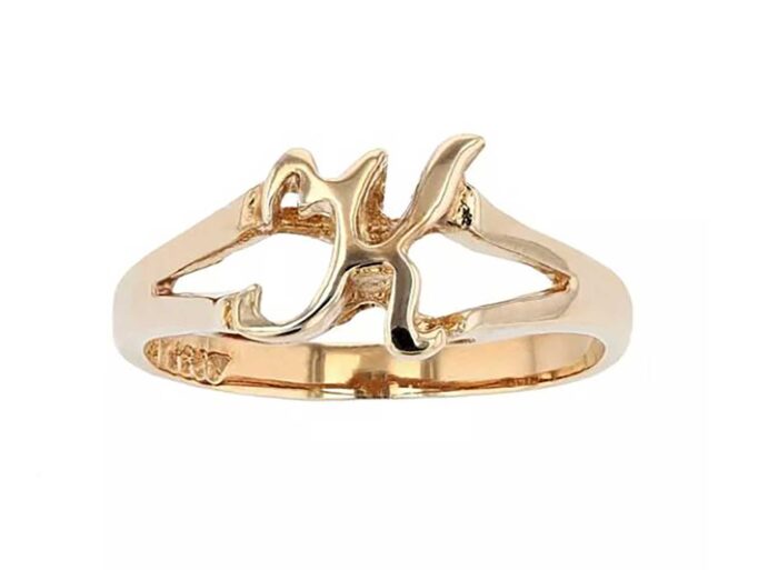 Gold Over Sterling Silver Monogram Initial K Ring