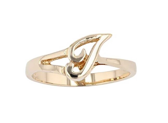 Gold Over Sterling Silver Monogram Initial T Ring