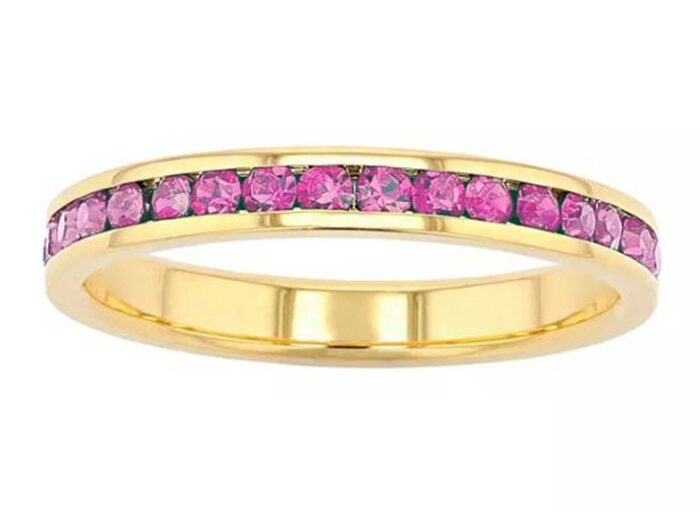 Birthstone Eternity Ring in 18K Gold Over Sterling Silver - Image 5